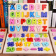 Disney abcd letter toy wooden number children's recognition number pinyin 26 English wooden board puzzle building block toys Magnetic double-sided letter board (both sides have magnetism)
