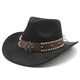 Xinbucks Western Cowboy Hat topper hommes et femmes européens et américains punk éteinte jazz chapeau minoritaire minoritaire en laine rolded chapeau marron (universel pour les hommes et les femmes)
