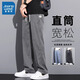 
JEANSWEST Summer Tennis casual pants for men loose thin cool straight wide-leg ice silk youth quick-drying sports long pants 1048 blue [Summer thin] XL