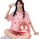 Opeodly Pyjamas Damens Sommer Kurzärärmelte Shorts Zweiteiler Set 2025 Neue Sommerstudent Cartoon Home Kleidung für Outdoor-Kleidung 684 Riemenbär 3xl [Empfohlen 150-172jin [Jin gleich 0,5 kg]]