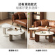 Genji Muyu solid wood coffee table Nordic living room sofa side table rock plate round tea table oak tea table 0.8 meters + 0.45 meters