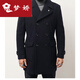 Mengjiao short autumn and winter thickened slim and versatile casual trendy wool coat men's wool coat men's double-breasted men's clothing black 2XL