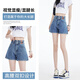 真维斯（JEANSWEST）牛仔短裤女夏季高腰卷边宽松小个子辣妹a字热裤复古蓝M