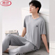 
LangSha men's pajamas summer short-sleeved trousers cotton loose plus size young middle-aged dad breathable home clothing sports suit A short-sleeved trousers men 2677 L men (95-120 Jin [Jin equals 0.5 kg])