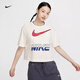 耐克（NIKE）2025春季女子运动宽松休闲拼接印花圆领短袖T恤HF6291-133-687 hf6291-687 S