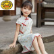 G.Duckkids Children's Cheongsam Kleid 2024 Neue Frühlings- und Sommer kleine und mittelgroße Kinderbaby Seide Thin Girl Hanfu Chinesischer Stil 6627 Pink Small Blumen 110 Größe 6 (-Cm)