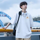 Camiseta de manga corta Haoshu para hombres en verano en verano Fina holgada Hong Kong Style Base Base Base Camiseta versátil de media manga para hombres T2670 Negro + T2691 Blanco-Dos piezas delgadas L L