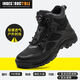 Europäische und amerikanische Schild importierten Button Labour Protection Stiefel, Anti-Smashing- und Punktionenkevrates, Stahlkopfarbeitsschutz Schuhe, Anti-Slip-Arbeitsstiefel, 9195 Black 37