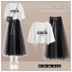 Yuanyouling~Tail single cut standard cabinet removal summer mid-large children 10-18 years old short T-shirt + skirt Gift-716 black 612+19 gray skirt set 42 14065-75Jin[Jin equals 0.5 kg]