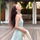 
S.SOFEA French Mint Green Sling Dress New Summer Waist Long Dress Green *753 M