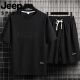 JEEP SPIRIT Jip Waffle Casual Set Men's Summer Teen Large Size Men's Sports Short Sleeve Shorts Two-Piece Set 829-Gray 2XL 160-180Jin[Jin equals 0.5 kg]