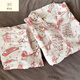 Ximuyao Sanrio Hello Kitty Pyjamas for Women in Summer trois pièces 2025 Nouveaux vêtements à manches courtes et à manches courtes WZL-1484 Contant à manches courts-shorts à trois pièces Set M [80-100jin suggéré [Jin équivaut à 0,5 kg]]