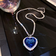 CLCEY Titanic Sapphire Heart of the Ocean Necklace Noble and Luxurious Diamond-Inlaid Oversized Sapphire Love Necklace Blue