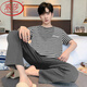 Langsha Pyjamas Herren Sommer reines Baumwoll-Kurzärärmelhosen Dünne lässige Streifen können außerhalb von Heimbekleidungsanzug y9207 93015 xl [empfohlen 130-150jin [Jin gleich 0,5 kg] tragen]