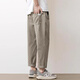 Pantalones casuales de pájaros carpinteros para hombres en verano New Loose Breathable Straight Workwear Rendy Brand Fird Youth Nine Punta Long Pants para hombres 9904 Dark Grey XL