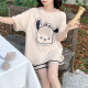 Jingpu Fei Japanese cute cartoon short-sleeved pajamas for women loose summer home clothes set 679 green dinosaur 170 M code [suggested 80-90 Jin [Jin equals 0.5 kg]]