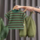 [Traje de pandeliers] ropa para niños para niños correa de color sólido 2025 pantalones sueltos de verano traje verde musgo 100