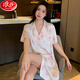 浪莎睡裙女士夏季短袖开衫睡衣性感薄款连衣裙夏天家居服 11969 均码 【80斤-135斤】