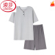 Langsha 2025 Nouveau pyjamas en coton pur d'été pour hommes couleurs de grande taille de grande taille d'été à manches courtes peut être portée à l'extérieur de vêtements maison Mzy9764 [Pyjamas super doux] 3xl 185