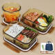 Thermo Office Worker Glass Lunch Box con caja de lonchera Calefacción Microondas Especial Partition Partition Caja de aislamiento Caja de aislamiento Frosto Tres particiones 1050ml+480ml+CO-Corriente de marca