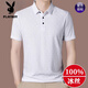 Playboy 2025 Neues Maulbeer-Seide mittleren Alters im mittleren Alter, kurzarmed T-Shirt Revers Polo. Hemd Cool und atmungsaktives Daddy-Anzug T-Shirt 9901 Black XL 175 Vorschläge 135-150jin [Jin gleich 0,5 kg]