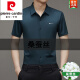 Pierre Cardin Mulberry Seiden kurzärmeliges Hemd Herren und Nicht-Eisen-Business-Casual-Shirt mit mittleren Mode-Eis Seidenkleidung mit mittlerem Alter 9719 Schwarz 3xl 185170-185Jin [Jin gleich 0,5 kg]