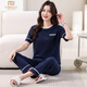 
Modal pajamas for women in summer pure cotton short sleeve thin 2025 new summer casual cotton can be worn outside trousers home clothes 7374 bean green M 80100Jin [Jin equals 0.5 kg]