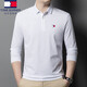 TOME BORNEK Tommy flagship model 2025 spring and autumn men's long-sleeved lapel T-shirt solid color middle-aged casual short-sleeved polo shirt sapphire blue long-sleeved 23239 4XL 195/58 recommended 185-200Jin Jin equals 0.5 kg