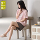 Green Modal summer thin pajamas women's short-sleeved shorts can be worn on the outside for simple two-piece suits for girls' home clothes QQB6630 women M