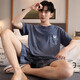 2025年新款睡衣男士夏季棉质薄款短袖短裤夏天宽松大码简约家居服 FDM6913 2XL
