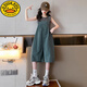 
G.DUCKKIDS Little Yellow Duck Girls Set Summer Thin Style Soft Denim Overalls Medium Large Children's Fashionable Strap Shorts Trendy Single Vest 170 Default Size 3