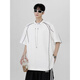 Dan Pretty Summer Contrast Lines Shoulder Pad Short Sleeve Shirt Men's Design Small Neckline 1421 White M