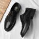 Red DRAGONFLY leather shoes for men in summer breathable and versatile British style business casual formal wear Block carved hollow derby sandals black 1381 sandals style 41 standard leather shoe size