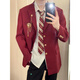 Xinghelai Japanese college style boys dk suit uniform jacket jk school supply sense red suit student handsome class suit shoulder pad suit black + white shirt navy blue tie + black suit L recommendation 110-125Jin Jin is equal to 0.5 kg