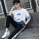 Qiao Yumeneng Summer Boy kurzärmeligte Sweatshirt 13-jährige Teenager-Hosen T-Shirt T-Shirt Zweiköpfig 15 Schüler der Junior High School 14 Sportanzug Weiß und Blauanzug 9226 (Kurzärärmel + Hosen) Hochwertiges M (Empfohlen 78-95 Jin [Jin gleich 0,5 kg]))