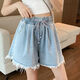 Zhang Fanyu A-Line High-Waist Denim Shorts pour femmes en été slim slim shorts pour les étudiants et les vêtements pour femmes de taille plus.