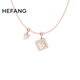 HEFANG He Fang Jewelry Smiling Face K Gold Necklace Clavicle Chain Light Luxurious and High-end Birthday Gift for Girlfriend Rose Gold