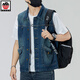 Aemape Apple Light Color Großgröße Lose Jeansweste für Männer und Frauen Frühling und Sommer Trendy Marke Retro Workwear lässig Ärmele Horse Clip Weste 6231# Retro Blue 4xl (Empfohlen 190-205 Jin [Jin gleich 0,5 kg]))