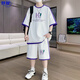 
Yuwu high-quality youth summer new sports suit 12-15 year old boys student short-sleeved T-shirt big children ice silk short 9928 beige suit M about 90-110Jin [Jin equals 0.5 kg] can be worn