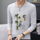 Jingpu Fei Round Neck Langarm T-Shirt Herren Trendy Marke INS Nationaler Trend Solid Color-Kleidung 9787 Kohlenstoffgrau + 9754 Grau M [Vorgeschlagen 95-115jin [Jin ist gleich 0,5 kg]]