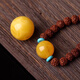 Fat Donglai quality beeswax single bead with guinea pig yellow floating flower old wax single round bead, chicken fat yellow full honey, about 14mm 1