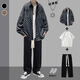 Rongxitu Camisa de ajuste de checkerboard de chaqueta de chaqueta para hombres CARJETA DE NUEVO ESTILO Spring y otoño 684+Mangas cortas blancas+pantalones grises de cuerda grande+collar+calcetines L de calidad más alta que los compañeros