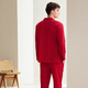 Fenteng Spring and Autumn Couple Red Pajamas Men's Long Sleeve Wedding Zodiac Year Newlywed Suit Big Red Single Men's Style 4XL