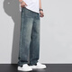 Bai Mingchen Jeans Herren American Street Waschen Old Fashion Marke Summer New Lose Wide Bein Straight Casual Long Hosen Herren Blue L [Vorgeschlagen 105-125jin [Jin gleich 0,5 kg]]]