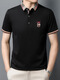 Olj Luxusmarke Herren Sommer New Polo Shirt Herren kurzärmeligte Revers-T-Shirt gestickt modisch Casual Herren Top Marine Blue M.