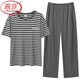 Langsha Pyjamas Herren Sommer reines Baumwoll-Kurzärärmelhosen Dünne lässige Streifen können außerhalb von Heimbekleidungsanzug y9207 93015 xl [empfohlen 130-150jin [Jin gleich 0,5 kg] tragen]