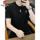 Pier Cardin Camiseta de manga corta para hombres Seda de seda de seda de alta gama europea Los hombres delgados de verano, transpirable, transpirable camiseta de media manga t 698 negro l