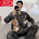 浪莎（LangSha）男士睡衣长袖春秋季薄款青少年男生卡通学生加肥加大码家居服套装 9901男款 4XL 标准(230斤左右)