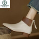 В дятеле кожа короткие ботинки женские одиночные сапоги толстые каблуки Martin Boots British Style Nude Boots Mother Boots 2025 Spring и осень новый стиль Black 38