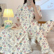 Pajama de primavera y verano de Hanrui para mujeres seda de seda de leche de dibujos animados de tres piezas ropa casera 14118 170 m